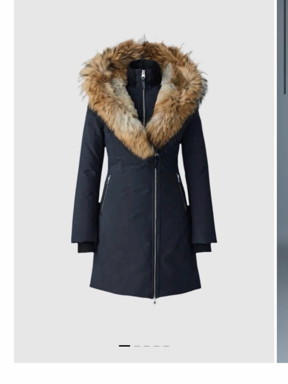 Mackage Black Puffer Parka with Brown Faux Fur Trim